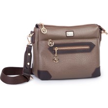 Nas Bag Kadın Spor Şık Günlük Postacı Çapraz Çanta (En 25 cm ;boy 22 cm ) Vizon Kahve Victoria