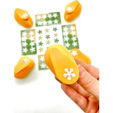 Kağıt Gemi Çiçek Desenli Orta Boy Turuncu Renk Delgeç Scrapbook Şekil Kesici Punch