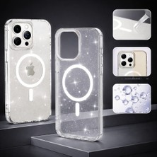 teknosepetim P.11 13 14 15 16 17 Pro Max Için Kristal Parlak Simli Manyetik Kılıf [sararma Önleyici] Şarj Özellikli iphone Için Sert Mika Şeffaf Kılıf