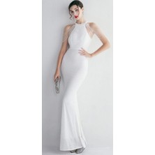 Hanife Glam Couture Hanife Glam Halter Yaka Boncuk Işlemeli Pulpayet Elbise