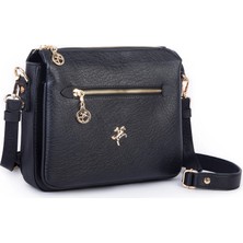 Nas Bag Kadın Siyah Çapraz Çanta Kalın Ayarlanabilir Askılı Ergonomik Tasarım 26 x 22 cm