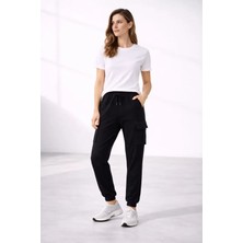 Ru Collective Jogger Eşofman Altı Rahat Kalıp, Kargo Cepli, Lastikli Paça, Günlük Spor Pantolon - Siyah