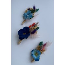 Bivalvia Accessories Mavi Ortanca Damat Yaka Çiçeği Seti 3