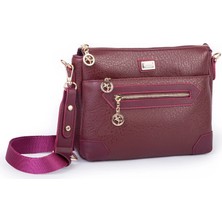 Nas Bag Kadın Spor Şık Günlük Postacı Çapraz Çanta (En 25 cm ;boy 22 cm ) Bordo Victoria