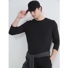 LC Waikiki Lcwaıkıkı Classic Siyah Bisiklet Yaka Uzun Kollu Erkek Tişört