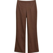 Mixray 4862 Kadın Yırtmaçlı Yüksek Bel Çan Paça Pantolon Kahve