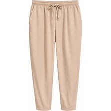 Mixray 4307 Kadın Beli Lastikli Parçalı Şalvar Pantolon Süt Kahve