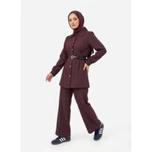 Foremia Ön Arka Pensli Pantolonlu Takım-Bordo -