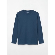 LC Waikiki Lcwaıkıkı Classic Indigo Bisiklet Yaka Uzun Kollu Erkek Tişört