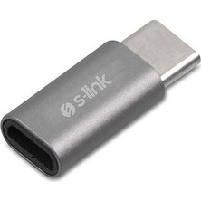  s-link sl-ta25m gümüş metal gövde microusb 5pin f to type c m çevirici