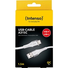  ıntenso 7901102 usb-cable a315c 60w-1,5 metre white beyaz şarj ve data kablosu
