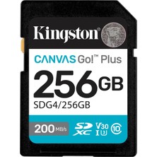  kingston sdg4-256gb 256gb sdxc canvas go plus gen4 200mb-s c10 uhs-ı u3 v30 hafıza kartı