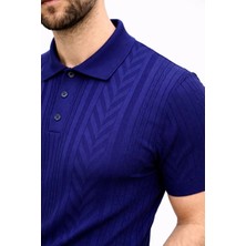 Senka Erkek Yazlık Triko Tişört Kısa Kol Polo Yaka Düğmeli T-Shirt - Lacivert