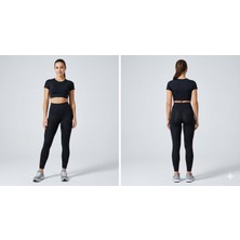 CHNA Kadın Uzun Toparlayıcı Tayt Pamuklu Likralı Yüksek Bel Siyah Penye Organik Günlük ve Spor Özel