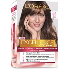 L'Oréal Paris 2 Adet Excellence Creme 6.1 Küllü Açık Kahve Saç Boyası 192 ml