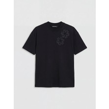 LC Waikiki Lcw Modest Siyah Bisiklet Yaka Çiçek Işlemeli Bluz