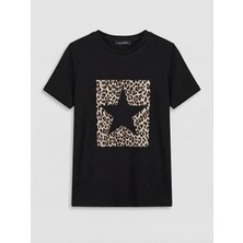 LC Waikiki Lcwaıkıkı Classic Siyah Bisiklet Yaka Desenli Bluz