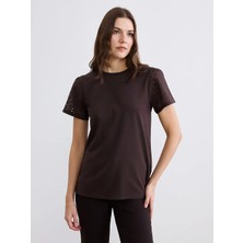 LC Waikiki Lcw Comfort Kahverengi Bisiklet Yaka Ajurlu Bluz