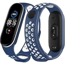 Senka Newface Mi Band 7 Spor Delikli Kordon - Lacivert-Beyaz