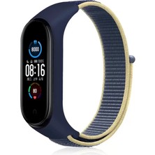 Senka Newface Mi Band 4 Hasırlı Cırtcırtlı Kordon - Sarı-Lacivert