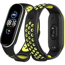 Senka Newface Mi Band 4 Spor Delikli Kordon - Siyah-Yeşil-Beyaz