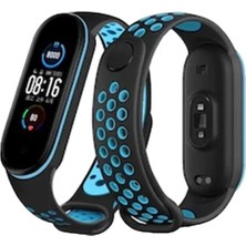 Senka Newface Mi Band 6 Spor Delikli Kordon - Siyah-Mavi