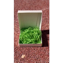 Orbak Kağıtçılık Beyaz Karton Takı Kutusu + Yeşil Kırpık Kağıt – Kapaklı Kolye Bileklik Kutusu 10 Adet 9,5x9,5 x 2 cm