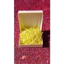 Orbak Kağıtçılık Beyaz Karton Takı Kutusu + Sarı Kırpık Kağıt – Kapaklı Kolye Bileklik Kutusu 10 Adet 9,5x9,5 x 2 cm