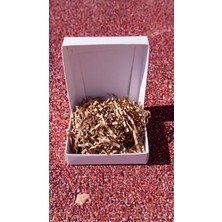 Orbak Kağıtçılık Beyaz Karton Takı Kutusu + Kraft Kırpık Kağıt – Kapaklı Kolye Bileklik Kutusu 10 Adet 9,5x9,5 x 2 cm
