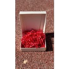 Orbak Kağıtçılık Beyaz Karton Takı Kutusu + Kırmızı Kırpık Kağıt – Kapaklı Kolye Bileklik Kutusu 10 Adet 9,5x9,5 x 2 cm