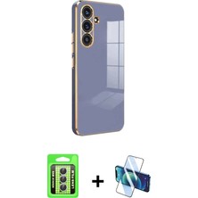 Cepte Toptan Galaxy A24 4g Yankı Serisi - Siyah 3D Antistatik Seramik Nano Ekran Koruyucu + Gümüş Raze Metal Kamera Lens