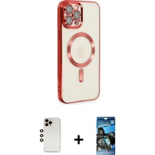 Cepte Toptan iPhone 12 Pro Max Nova Işık Özel Seri - Siyah 34D Izgaralı Cam + Gold Shine Kamera Lens