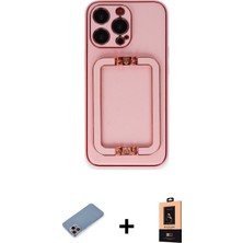 Cepte Toptan iPhone 13 Pro Max Kozmos Minimal Prime - Şeffaf Maxco Cam Ekran Koruyucu + Pembe Shine Kamera Lens Koruma Cam