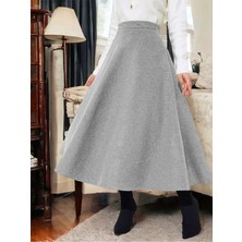 Modamorfo Fermuarlı Kaşe Çan Etek   -Gri