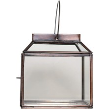 Yargıcı Metal Cam Detaylı Dikdörtgen Mumluk(11x15x16 Cm)