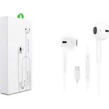 Practika Type-C Mikrofonlu Kablolu Kulaklık Beyaz Ses Tuşu Ergonomik Tasarım Müzik Görüşme