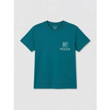 LC Waikiki Lc Waıkıkı Yeşil Bisiklet Yaka Baskılı Erkek Çocuk Tişört