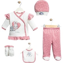 urfakent bilişim ve medya danışmanlık 5’li Concon Fistolu Tavşan Desenli Lüks Zıbın Takımı – 1-3 Ay Kız Bebek