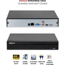 Dahua NVR2116HS-4KS3 16 Kanal Akıllı NVR Kayıt Cihazı 12MP Çözünürlük ve 20TB HDD Desteği