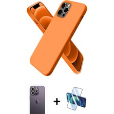 Cepte Toptan iPhone 12 Pro Max Kozmos Yansıma Özel Seri - Siyah 3D Antistatik Seramik Nano Ekran Koruyucu + Beyaz Neon Fosforlu Kamera Lens