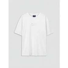 LC Waikiki Lcw Kids Beyaz Bisiklet Yaka Baskılı Kız Çocuk Tişört