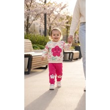 Çiçek Aplikeli Kız Bebek Eşofman Takımı – Uzun Kollu Sweatshirt 2li 1-3 Yaş