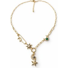 Venüs Design Çelik Ay - Yıldız Charm Kolye