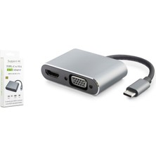  hadron hdx7838 type-c to hdtv hdmı 4k 30hz + vga 2in1 gri