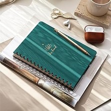 Uravas Store Paperora A5 Spiralli Sert Kapak Keten Kareli Tarihsiz Not Defteri Koyu Yeşil