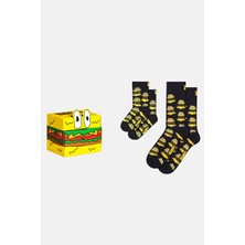 Happy Socks - Mini & Me Hamburger Desenli 2\\\'li Baba Oğul Çorap Hediye Seti 41-46/2-3 Yaş