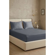First Choice %100 Pamuk Saten 200 Tc (80 Tel) Lastikli Çarşaf Seti Koyu Gri