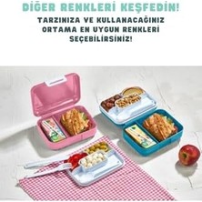Bento 1600ML Lunchbox Tek Katlı 2 Bölmeli Pp Plastik Sefer Tası Yemek Kutusu Turkuaz