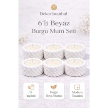 Dekor İstanbul 6’lı Burgu Mum Seti – El Yapımı Doğal Soya Mum, Modern Dekoratif Mum