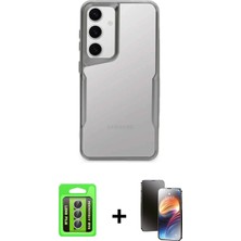 Cepte Toptan Galaxy A15 4g Akış Çizgi Koleksiyonu - Siyah 3D Antistatik Mat Seramik Nano Ekran Koruyucu + Gümüş Raze Metal Kamera Lens